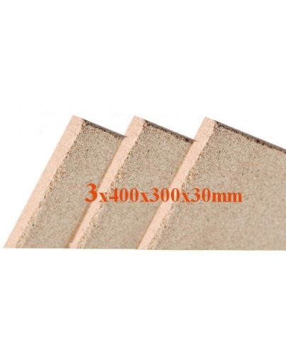 3x Vermiculite Brandschutzplatten 400x300x30mm Schamotte Ersatz