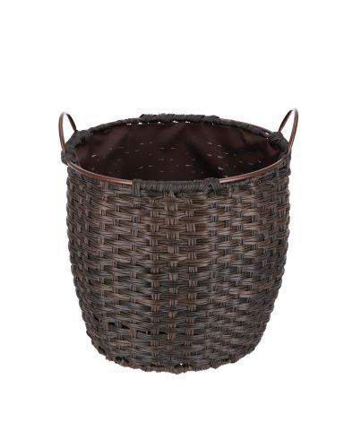 Kaminholzkorb „Rattan“ 18 Liter, Ø 48 cm, braun, Schmutzfang