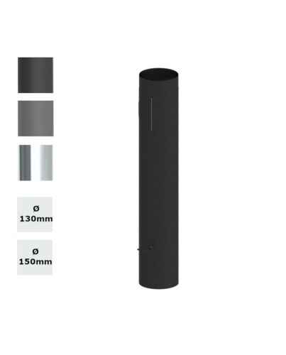 Jeremias Ofenrohr Längenelement 1000mm+Drosselklappe,Tür, doppelwandig