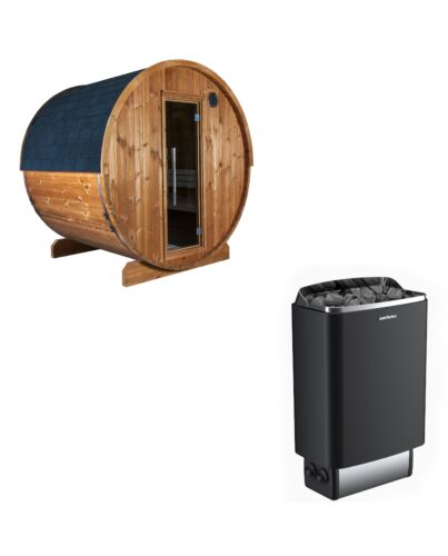 Sentiotec Sauna Set Kaski 180 Panorama mit Saunaofen 100 inkl. Steuerung | klimaworld.com