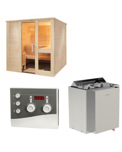 Sentiotec Sauna Set Komfort Large mit Saunaofen Viking Combi und Steuerung K3-Next | klimaworld.com