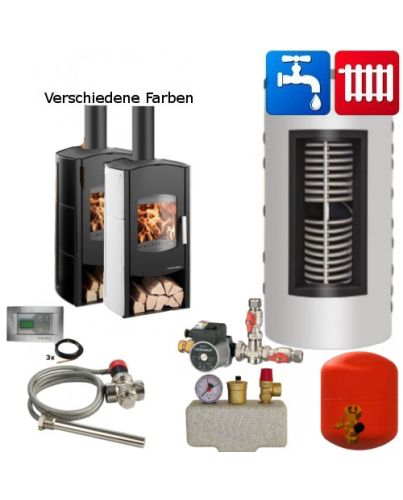 Aquaris wasserführender Kaminofen 366.15-WT Haas+Sohn komplett Set