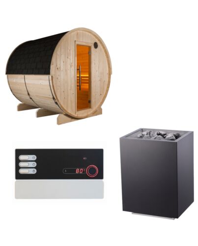 Sentiotec Sauna Set Kuusi 220 mit Saunaofen Home FIN und Steuerung Pro B2 | klimaworld.com