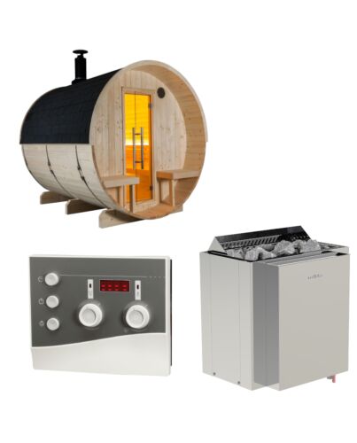 Sentiotec Sauna Set Kuusi 240 Canopy mit Saunaofen Viking Combi und Steuerung K3-Next | klimawold.com