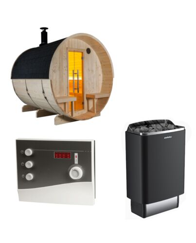 Sentiotec Sauna Set Kuusi 240 mit Saunaofen 100 E und Steuerung K2-Next | klimaworld.com