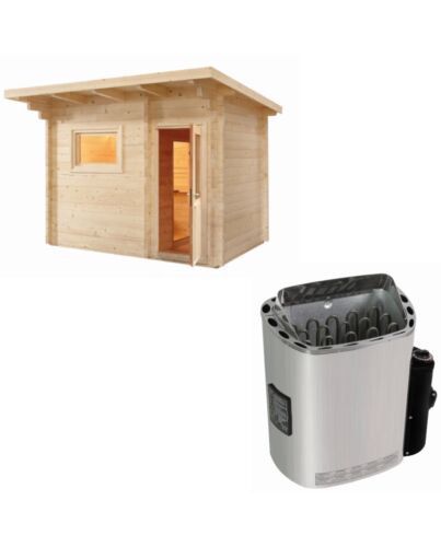 Sentiotec Sauna Set Gartensauna LAVA mit Saunaofen Scandia Next inkl. Steuerung | klimaworld.com