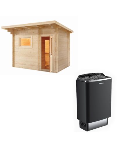 Sentiotec Sauna Set Gartensauna LAVA mit Saunaofen 100 inkl. Steuerung | klimaworld.com