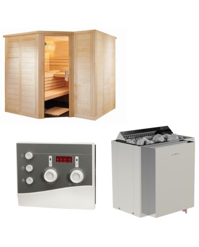 Sentiotec Sauna Set Polaris Large mit Saunaofen Viking Combi und Steuerung K3-Next | klimaworld.com