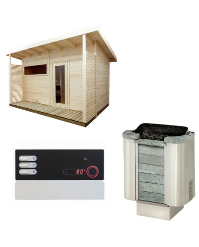 Sentiotec Sauna Set Gartensauna Scala Large mit Saunaofen Cumulus und Steuerung Pro B2 | klimaworld.com