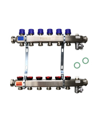 Maincor MFL Verteiler Edelstahl 1'' | mit Durchflussmengenbegrenzer ➔ www.klimaworld.com