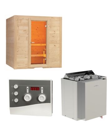 Sentiotec Sauna Set Basic Medium mit Saunaofen Viking Combi und Steuerung K3-Next | klimaworld.com