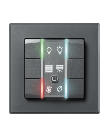 Homematic IP Wired Wandtaster - 6-fach - anthrazit | eQ-3 | Ansicht mit LED bunt | HmIPW-WRC6-A | www.klimaworld.com