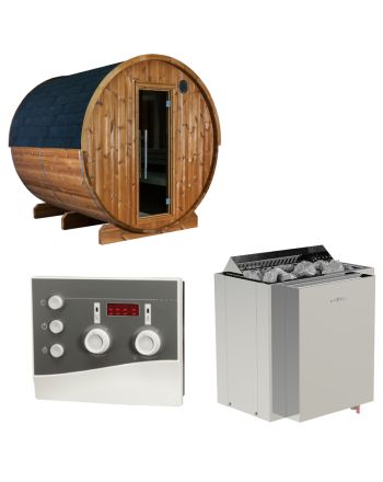 Sentiotec Sauna Set Kaski 220 Panorama mit Saunaofen Viking Combi und Steuerung K3-Next | klimaworld.com