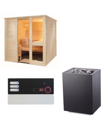 Sentiotec Sauna Set Komfort Large mit Saunaofen Home FIN und Steuerung Pro B2 | klimaworld.com