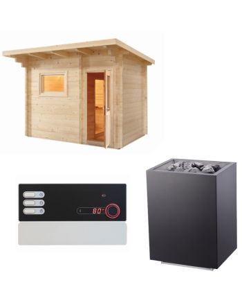 Sentiotec Sauna Set Gartensauna LAVA mit Saunaofen Home FIN und Steuerung Pro B2 | klimaworld.com