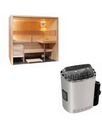 Sentiotec Sauna Set Panorama Small mit Saunaofen Scandia Next inkl. Steuerung | klimaworld.com