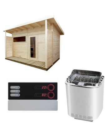 Sentiotec Sauna Set Gartensauna Scala Large mit Saunaofen Nordex Combi Next und Steuerung Pro B3 | klimaworld.com