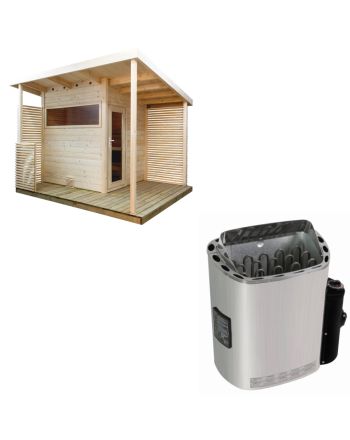 Sentiotec Sauna Set Gartensauna Scala Medium mit Saunaofen Scandia Next inkl. Steuerung | klimaworld.com