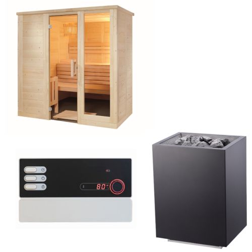 Sentiotec Sauna Set Komfort Small mit Saunaofen Home FIN und Steuerung Pro B2 | klimaworld.com