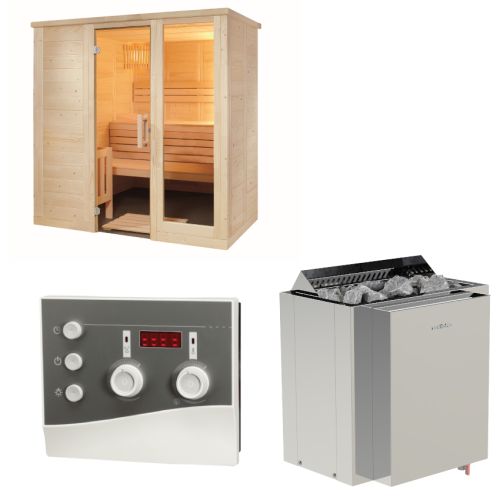 Sentiotec Sauna Set Komfort Small mit Saunaofen Viking Combi und Steuerung K3-Next | klimaworld.com